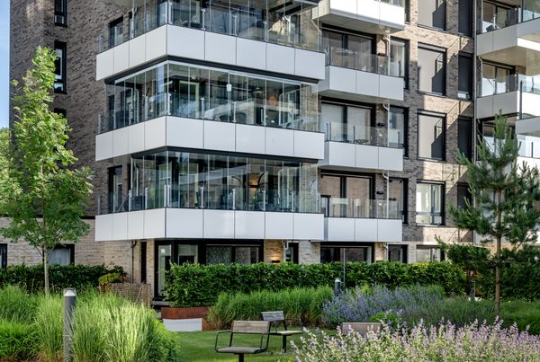 green scenery of balcony glazing